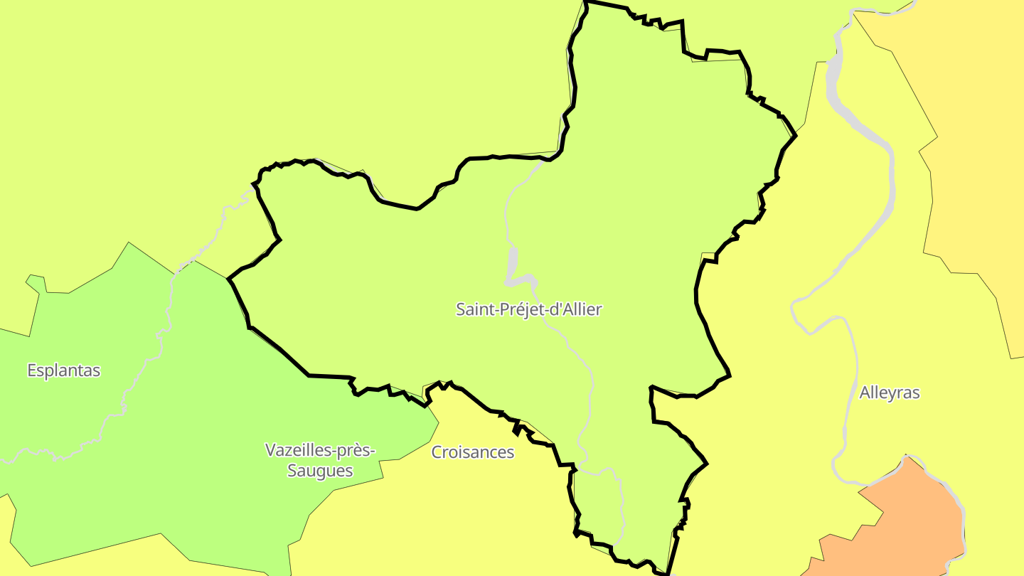 Carte des prix de l'immobilier Saint-Préjet-d'Allier