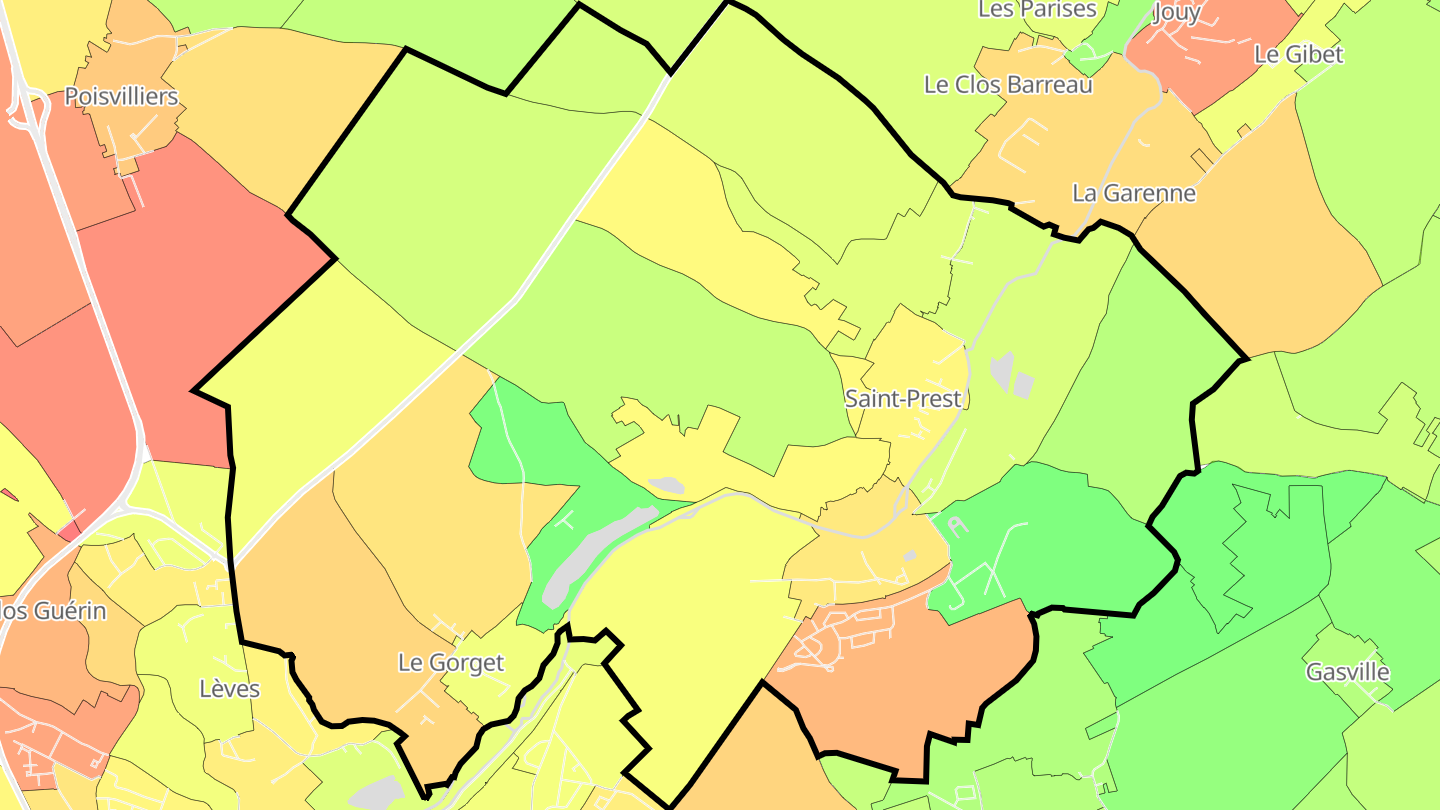 Carte des prix de l'immobilier Saint-Prest