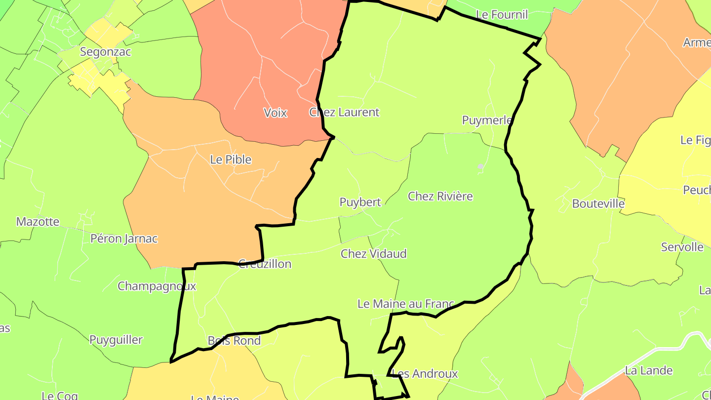 Carte des prix de l'immobilier Saint-Preuil