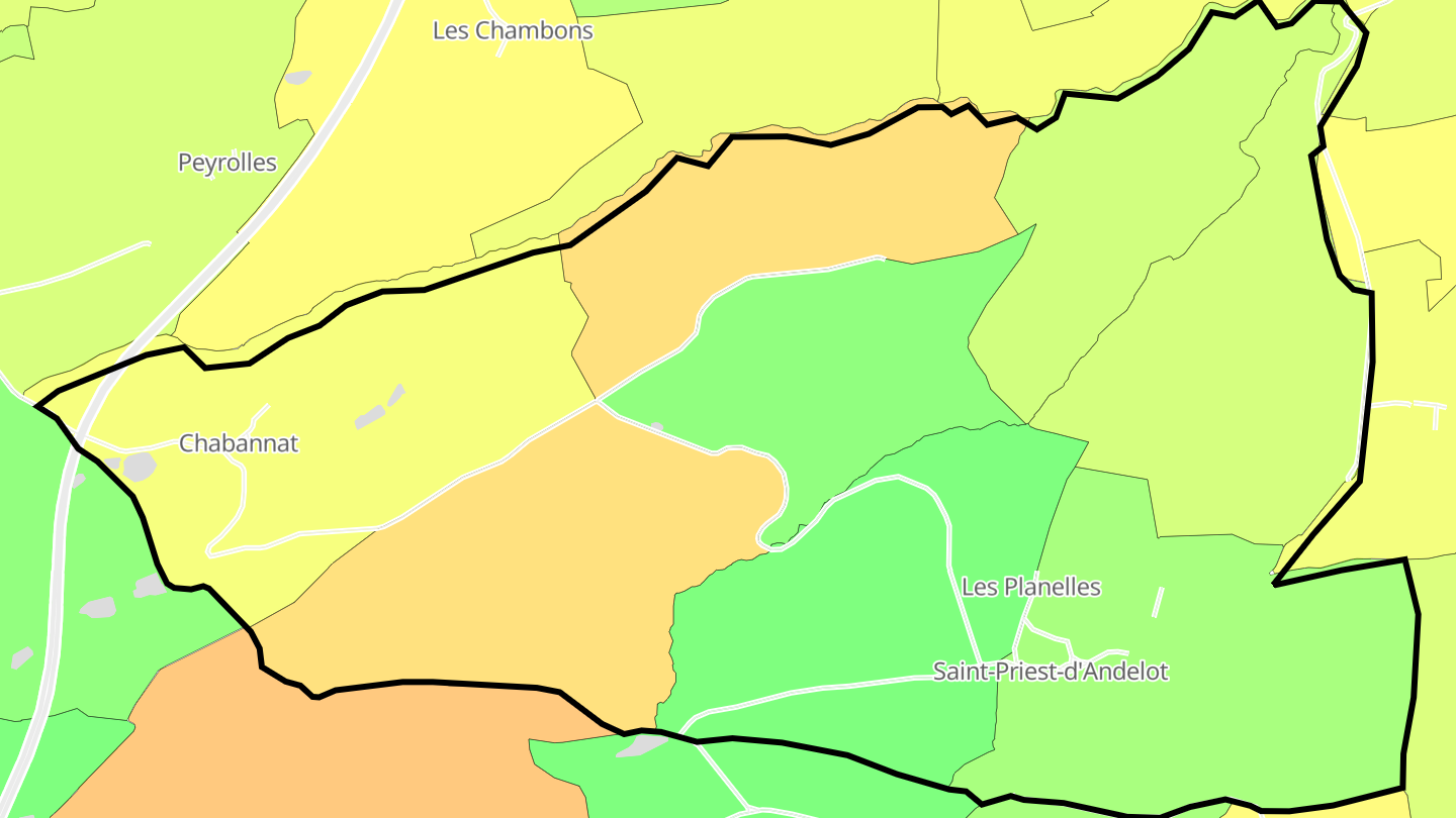 Carte des prix de l'immobilier Saint-Priest-d'Andelot