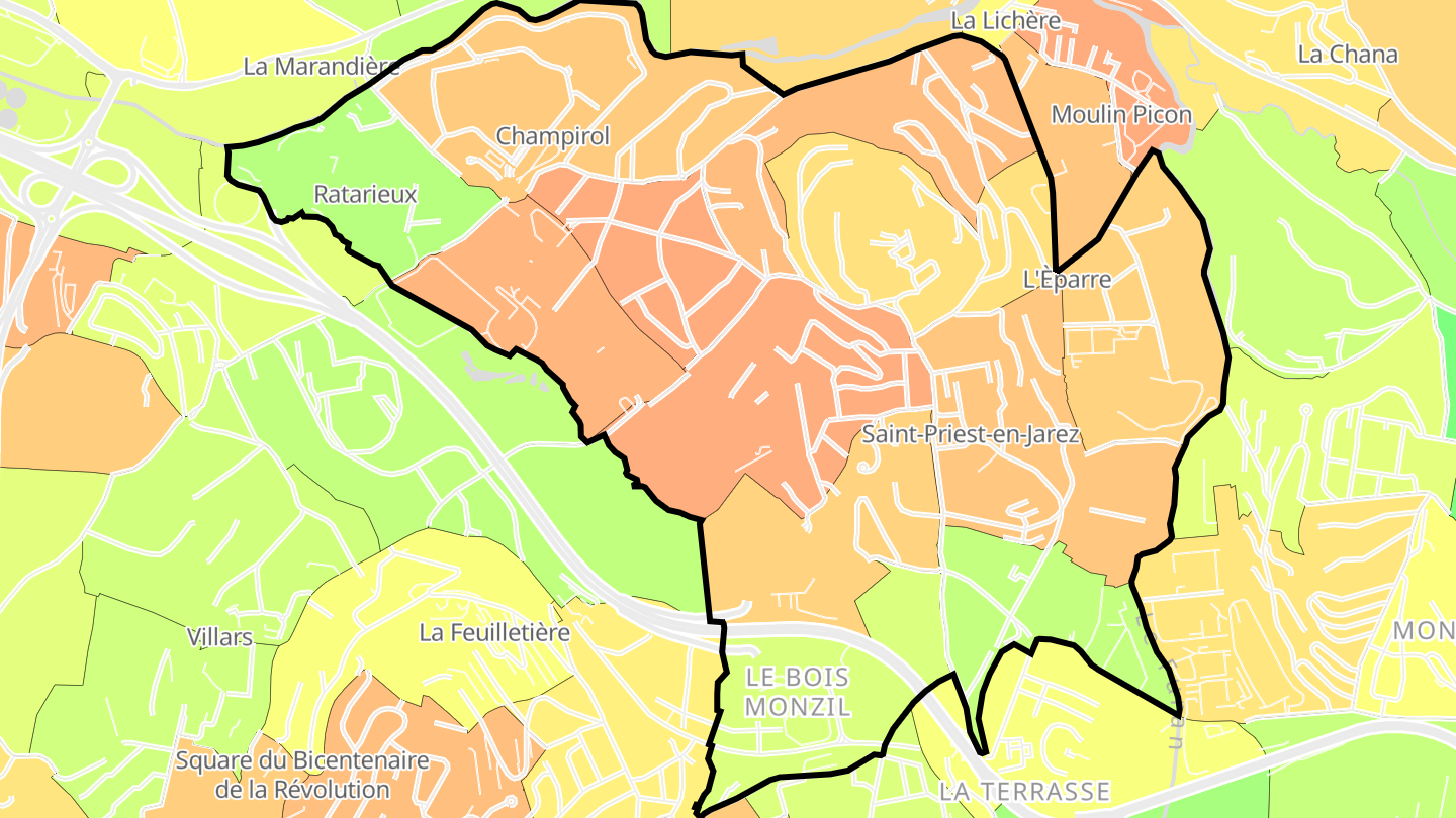 Carte des prix de l'immobilier Saint-Priest-en-Jarez