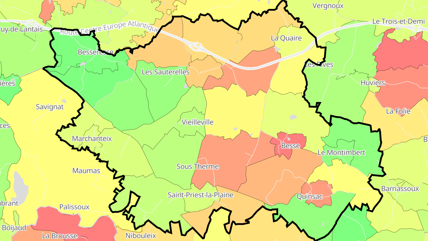 Carte des prix de l'immobilier Saint-Priest-la-Plaine