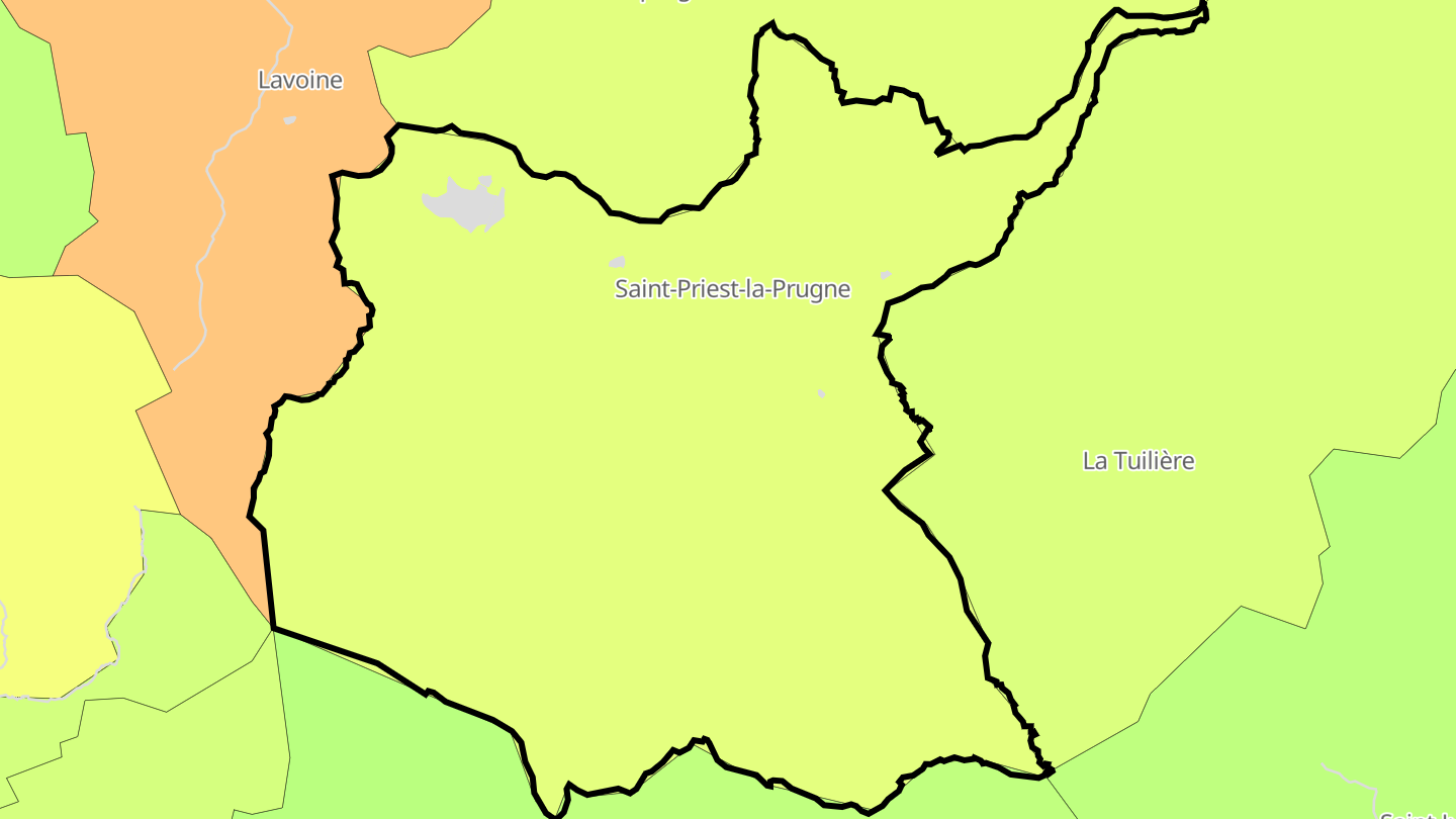 Carte des prix de l'immobilier Saint-Priest-la-Prugne