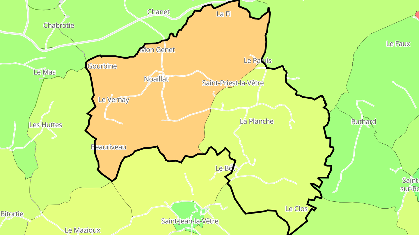 Carte des prix de l'immobilier Saint-Priest-la-Vêtre