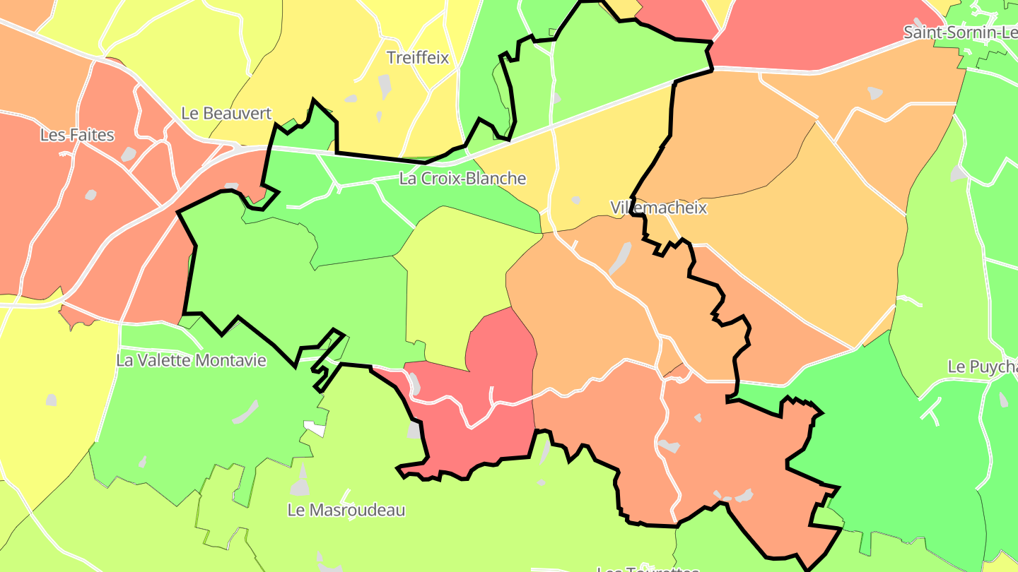 Carte des prix de l'immobilier Saint-Priest-le-Betoux