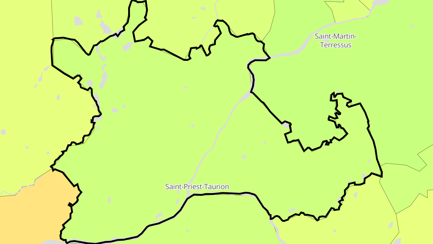 Carte des prix de l'immobilier Saint-Priest-Taurion