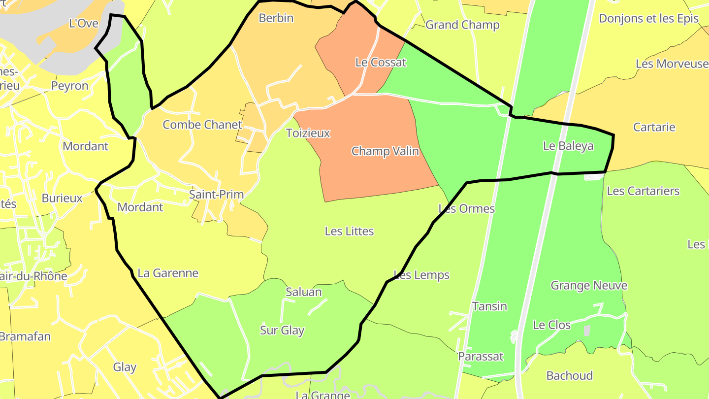 Carte des prix de l'immobilier Saint-Prim