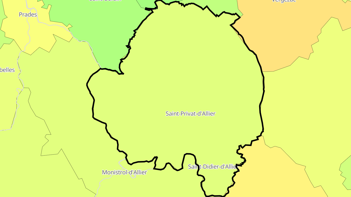 Carte des prix de l'immobilier Saint-Privat-d'Allier