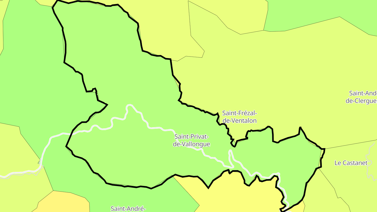Carte des prix de l'immobilier Saint-Privat-de-Vallongue