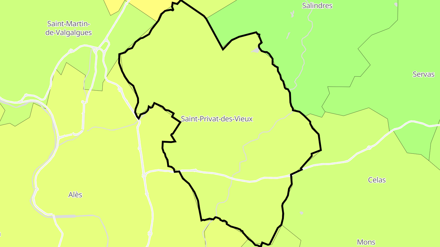 Carte des prix de l'immobilier Saint-Privat-des-Vieux