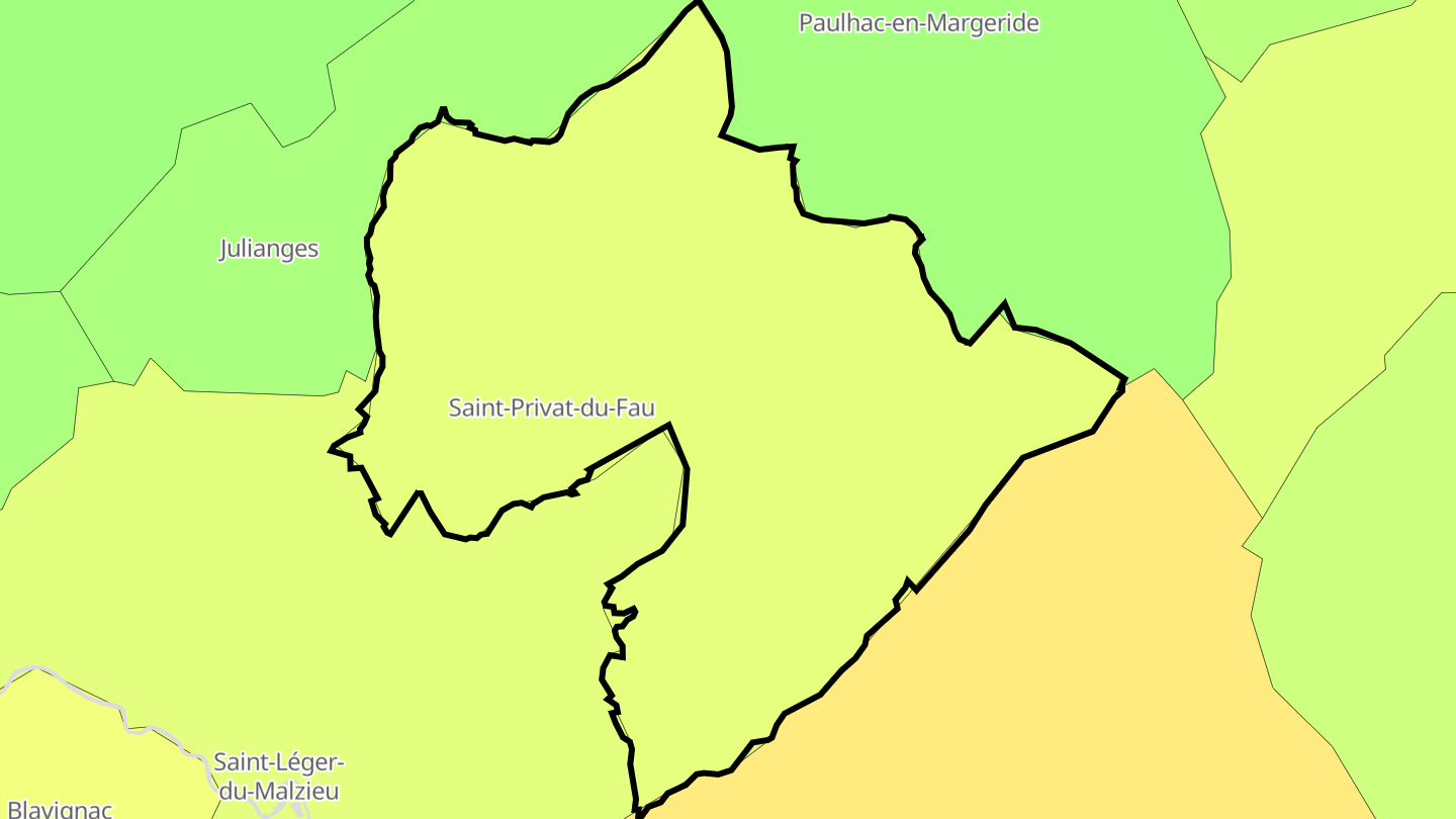 Carte des prix de l'immobilier Saint-Privat-du-Fau