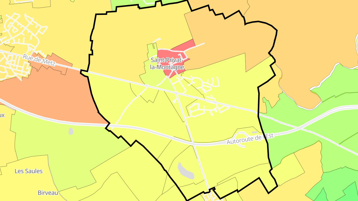 Carte des prix de l'immobilier Saint-Privat-la-Montagne