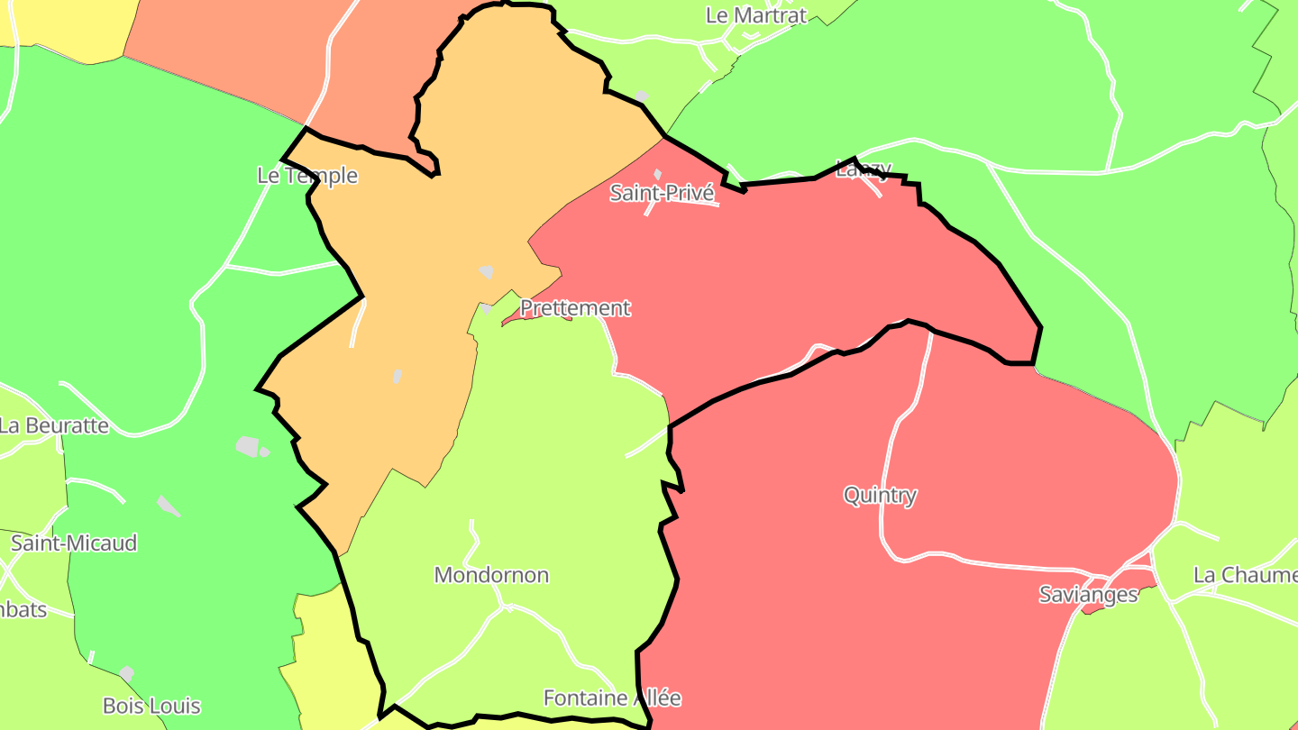 Carte des prix de l'immobilier Saint-Privé