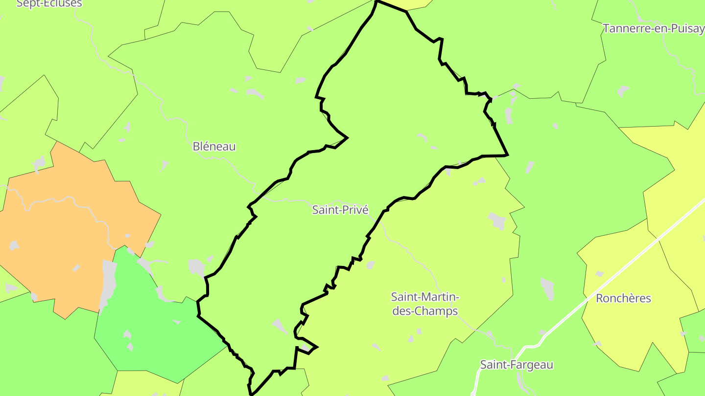 Carte des prix de l'immobilier Saint-Privé