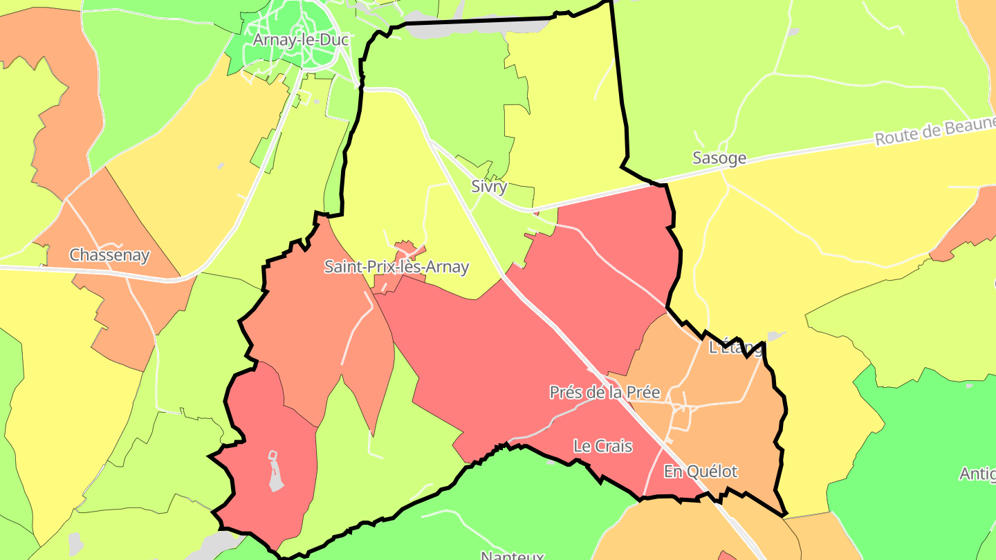 Carte des prix de l'immobilier Saint-Prix-lès-Arnay