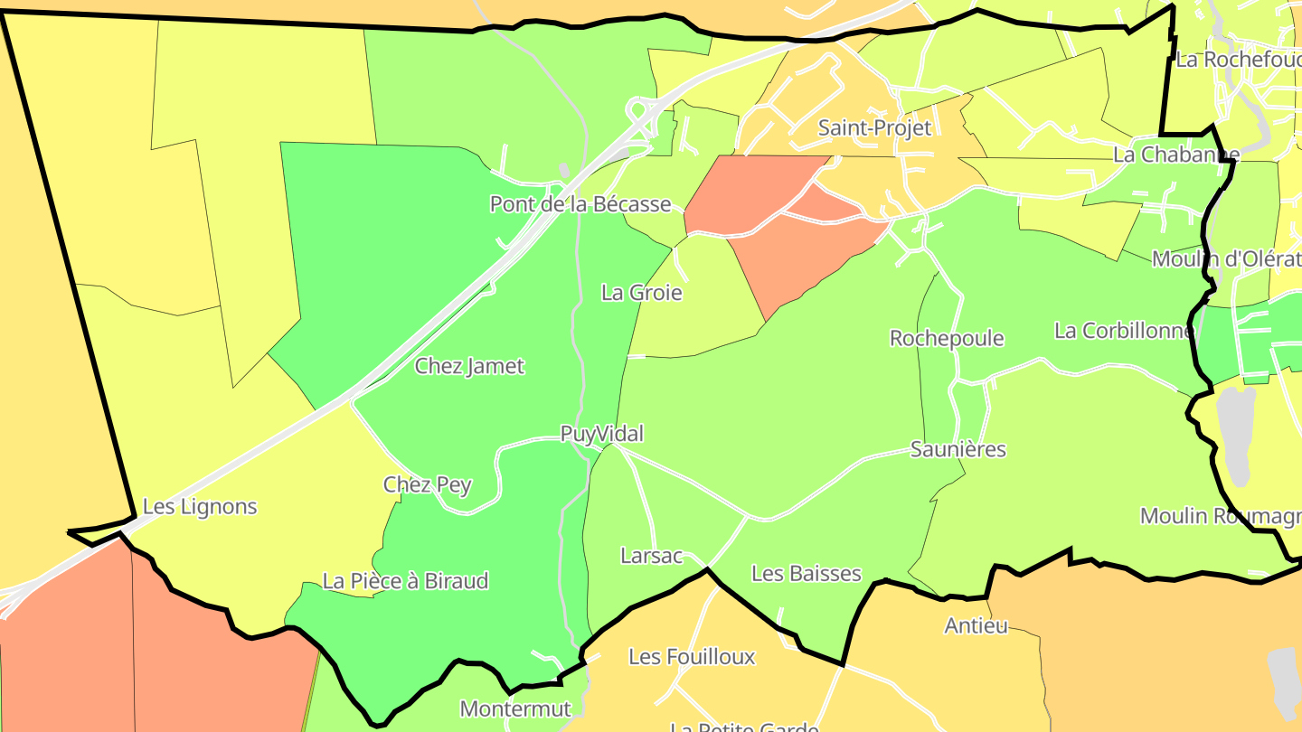 Carte des prix de l'immobilier Saint-Projet-Saint-Constant