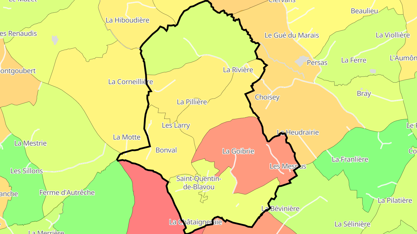 Carte des prix de l'immobilier Saint-Quentin-de-Blavou
