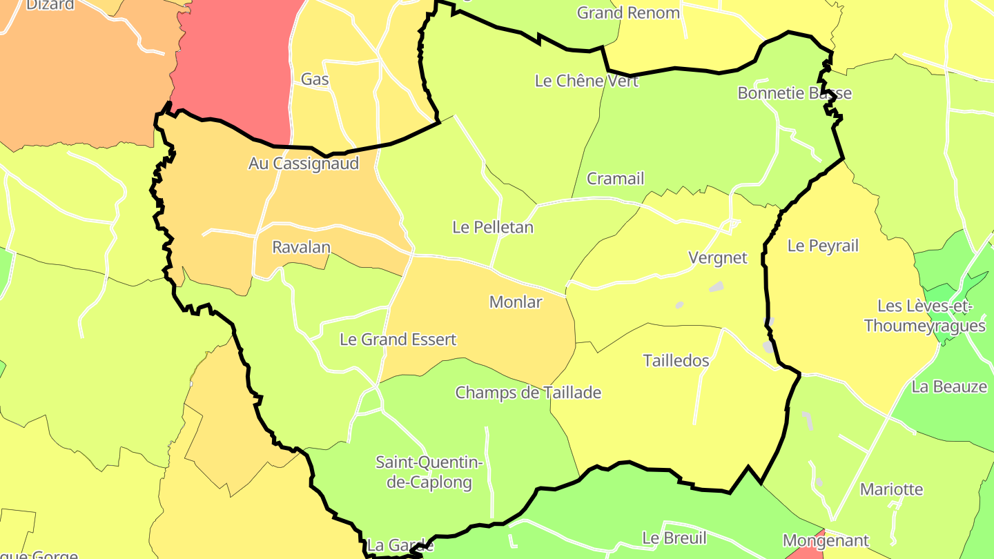 Carte des prix de l'immobilier Saint-Quentin-de-Caplong