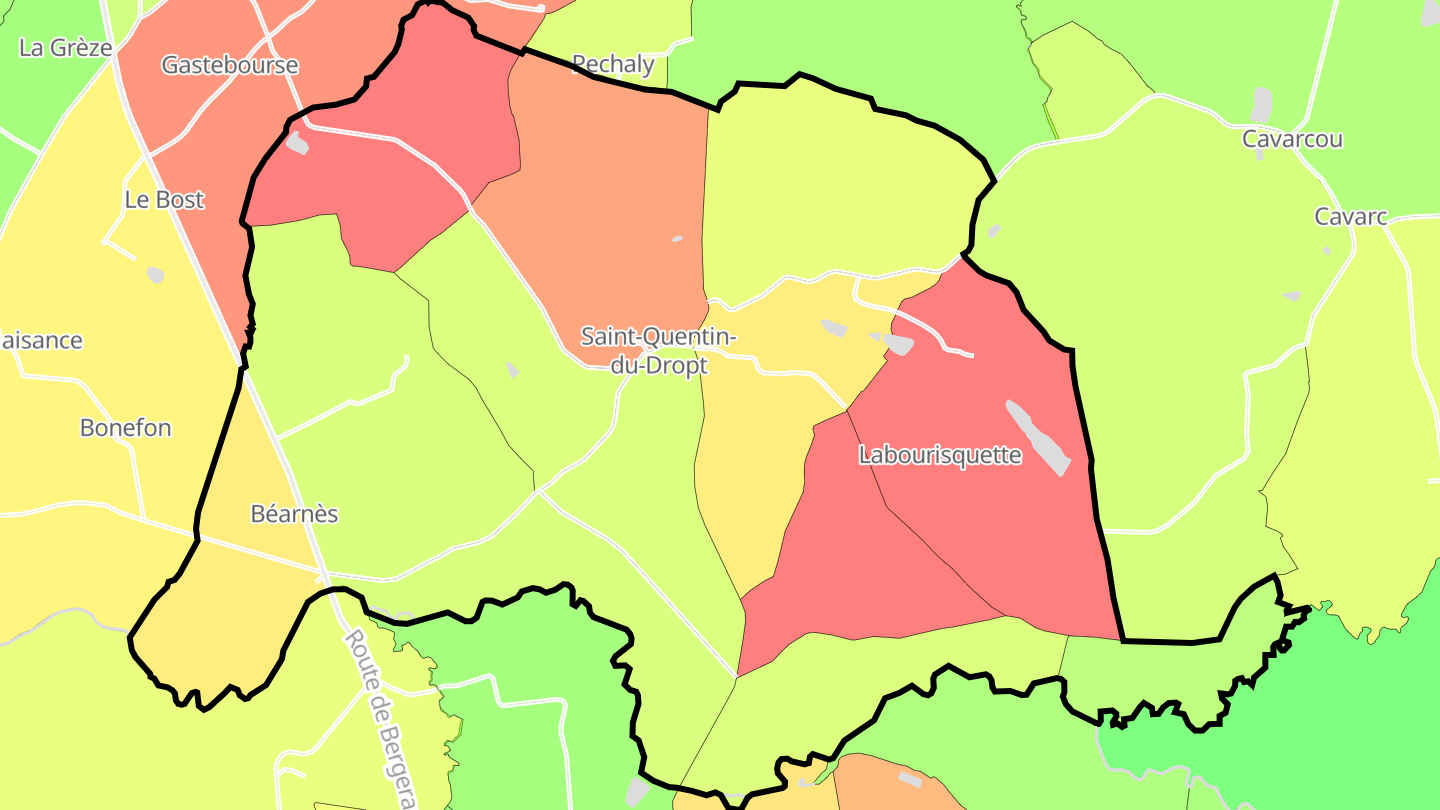Carte des prix de l'immobilier Saint-Quentin-du-Dropt