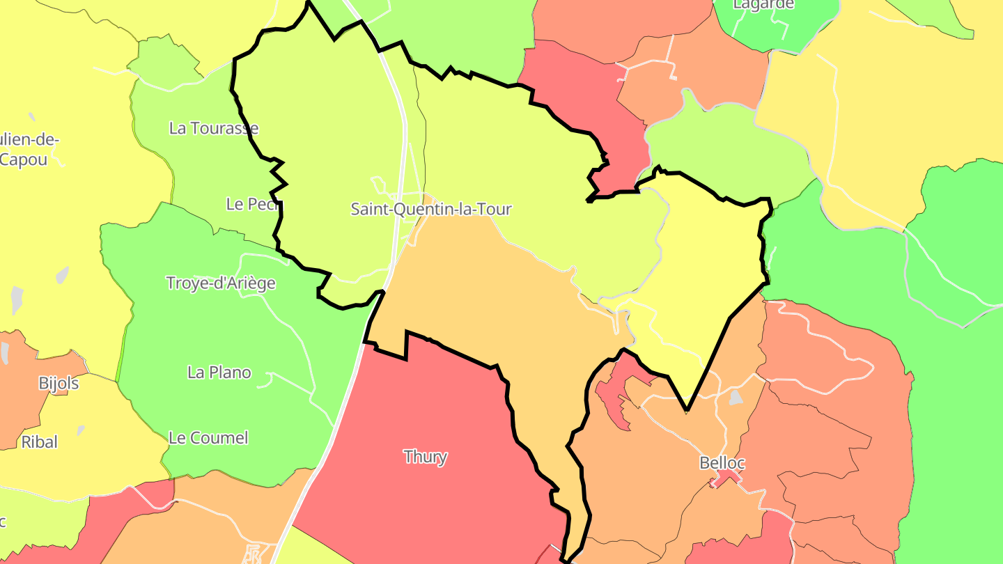 Carte des prix de l'immobilier Saint-Quentin-la-Tour
