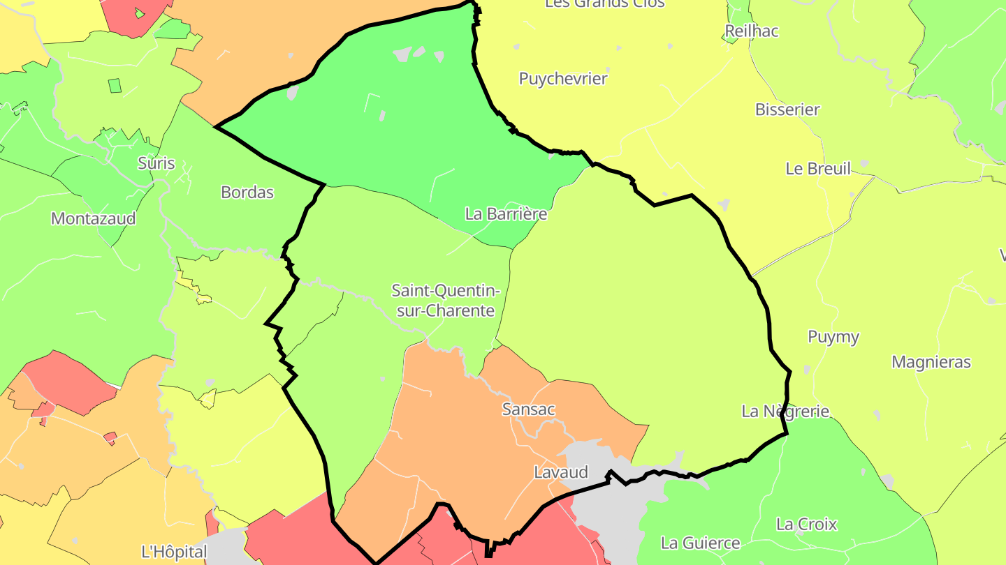 Carte des prix de l'immobilier Saint-Quentin-sur-Charente