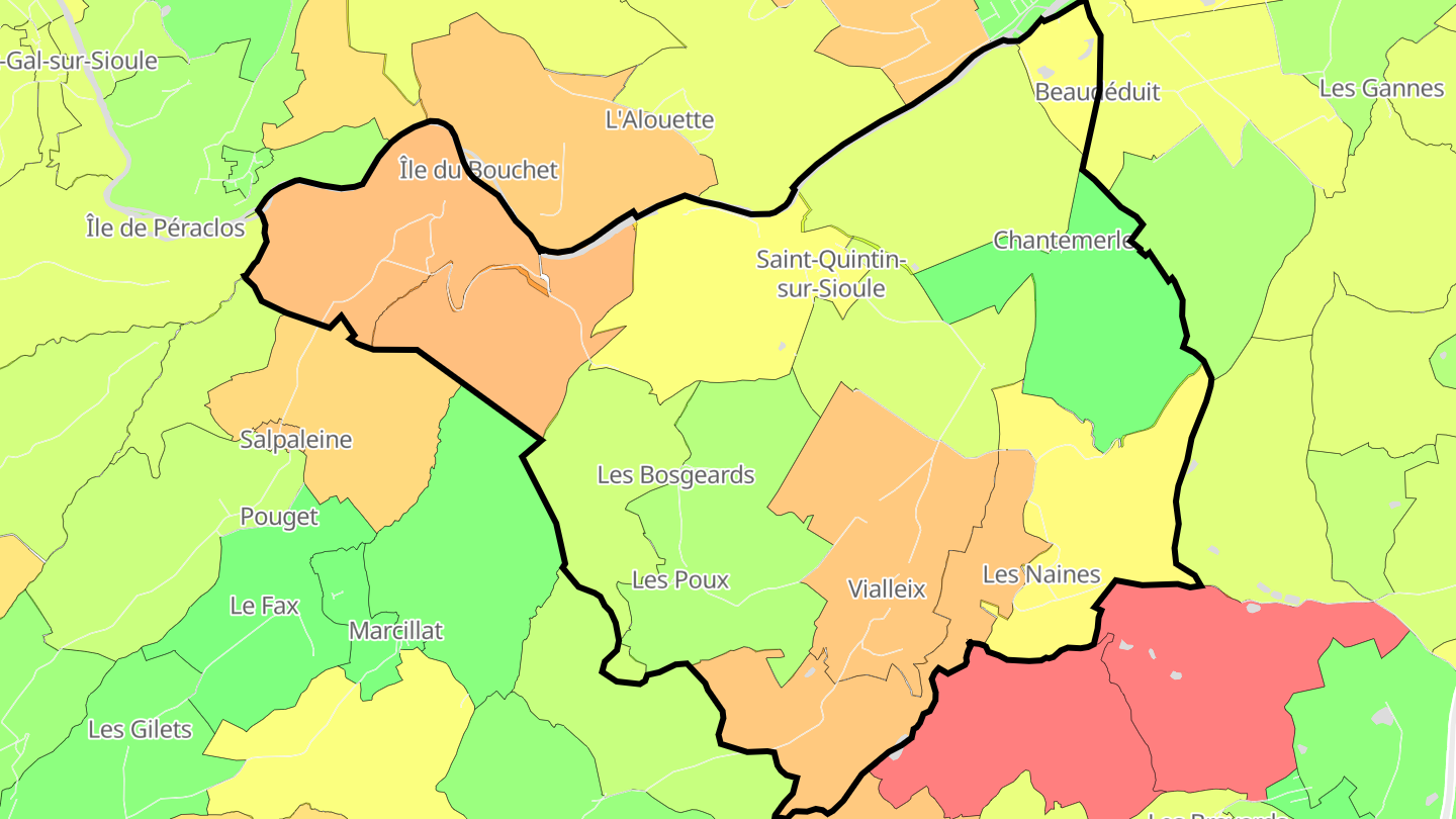Carte des prix de l'immobilier Saint-Quintin-sur-Sioule