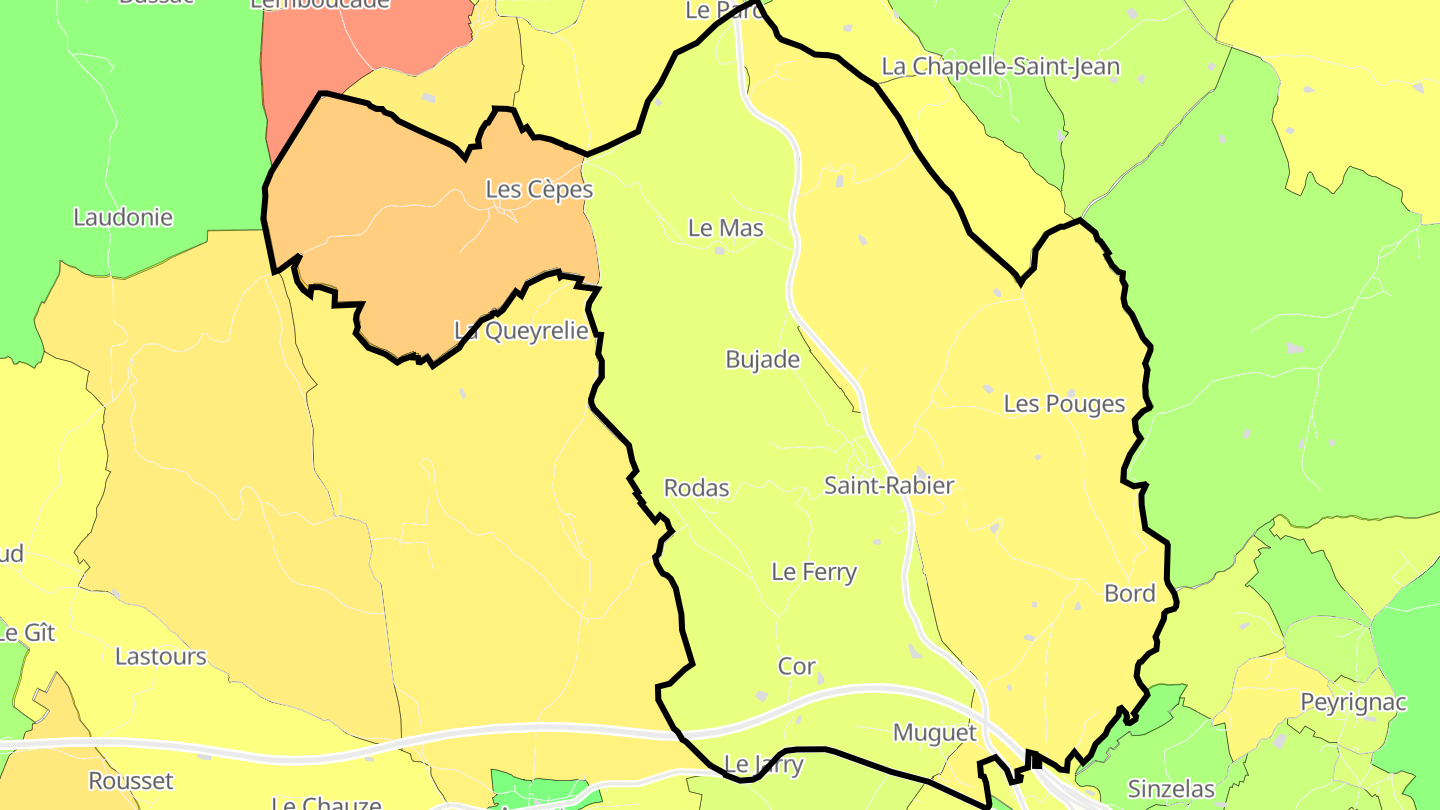 Carte des prix de l'immobilier Saint-Rabier