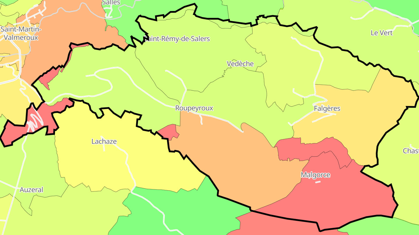 Carte des prix de l'immobilier Saint-Rémy-de-Salers