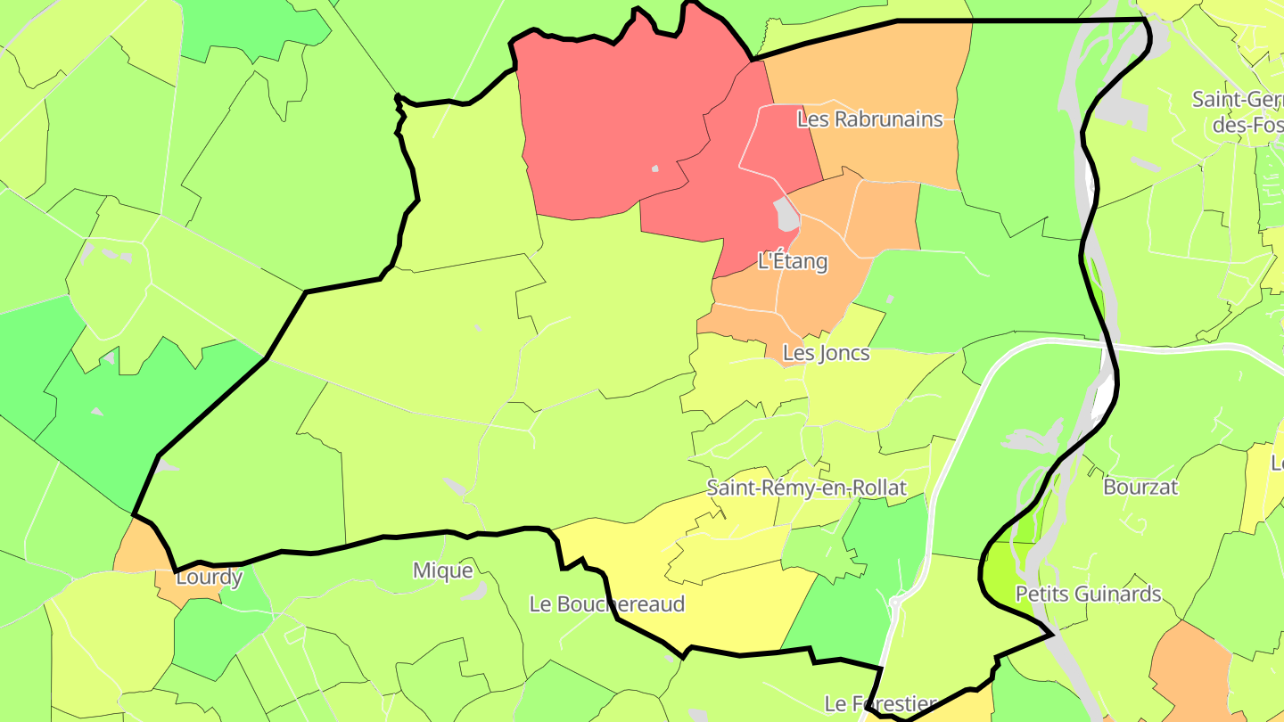 Carte des prix de l'immobilier Saint-Rémy-en-Rollat
