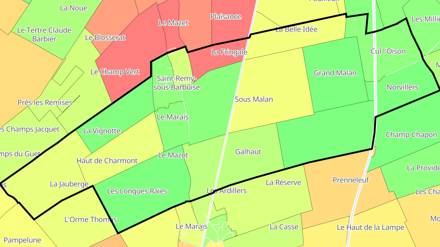 Carte des prix de l'immobilier Saint-Remy-sous-Barbuise