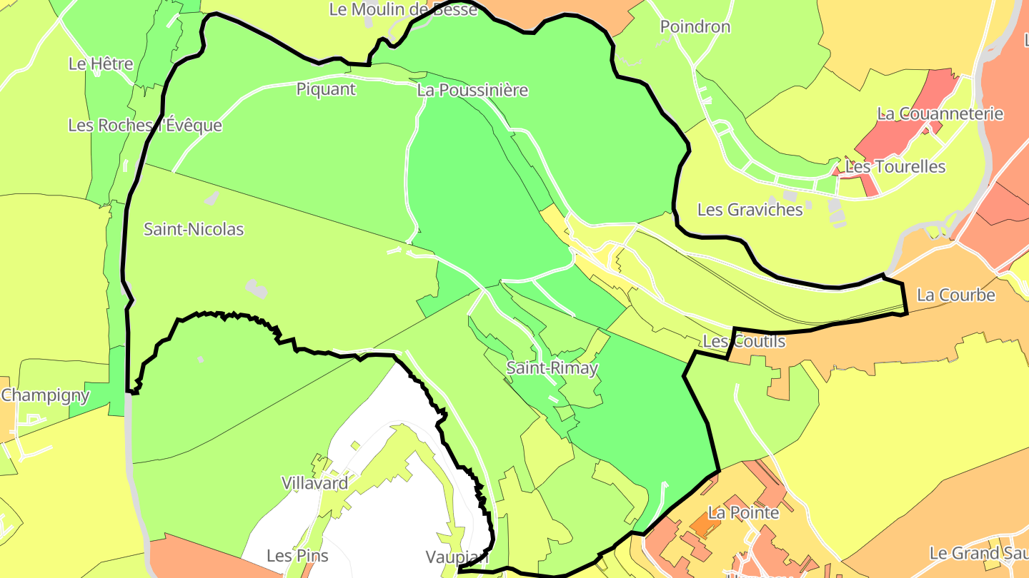 Carte des prix de l'immobilier Saint-Rimay