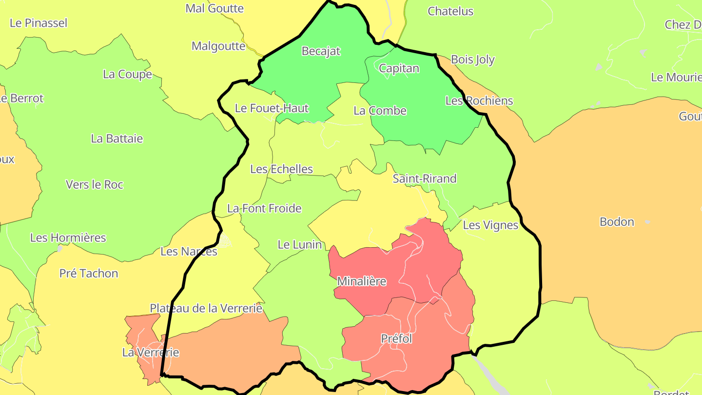 Carte des prix de l'immobilier Saint-Rirand