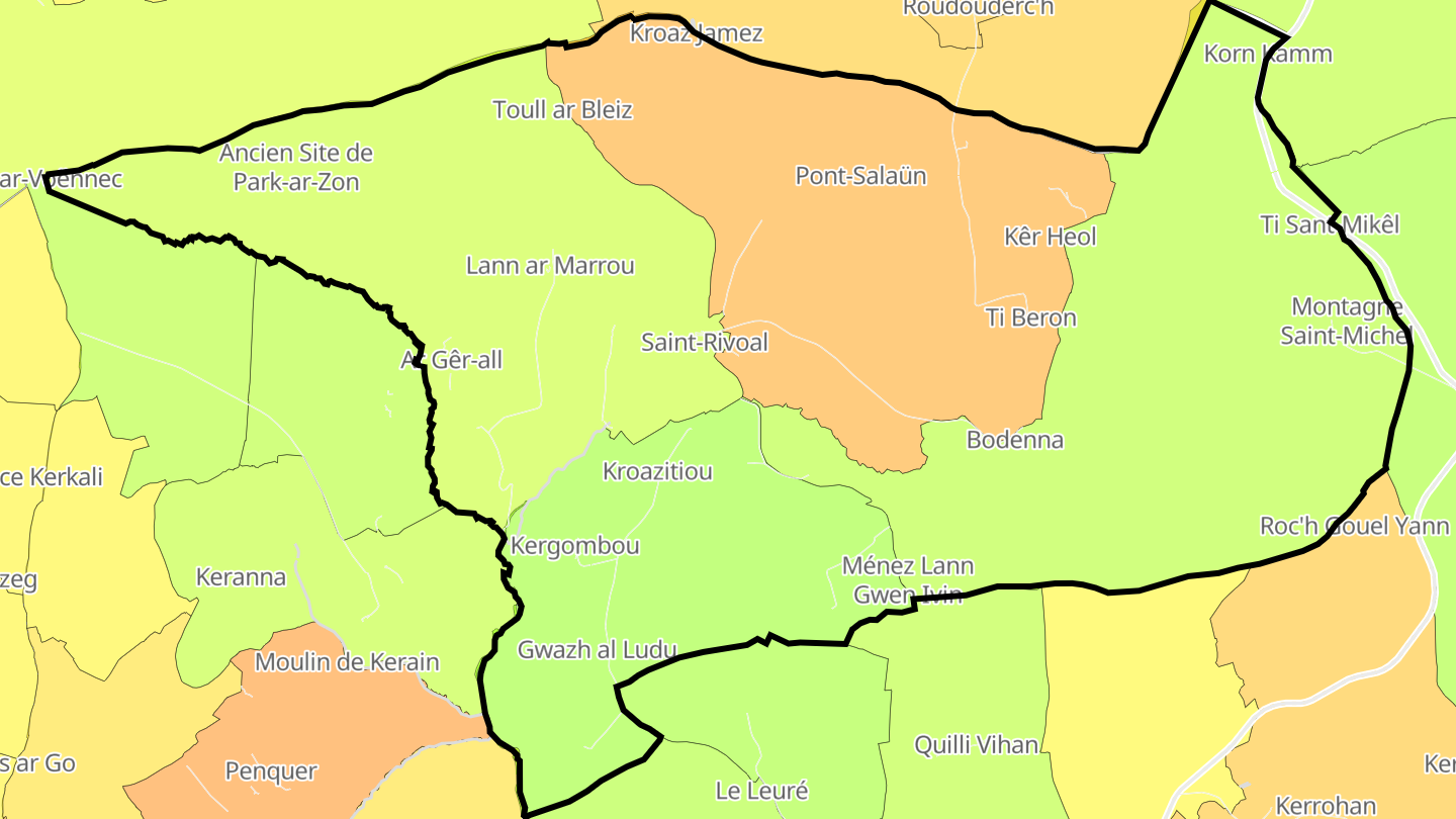 Carte des prix de l'immobilier Saint-Rivoal