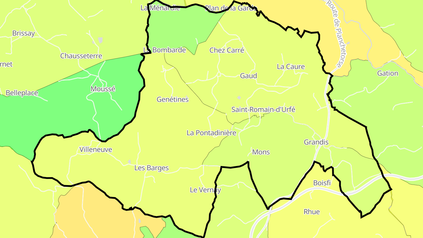 Carte des prix de l'immobilier Saint-Romain-d'Urfé