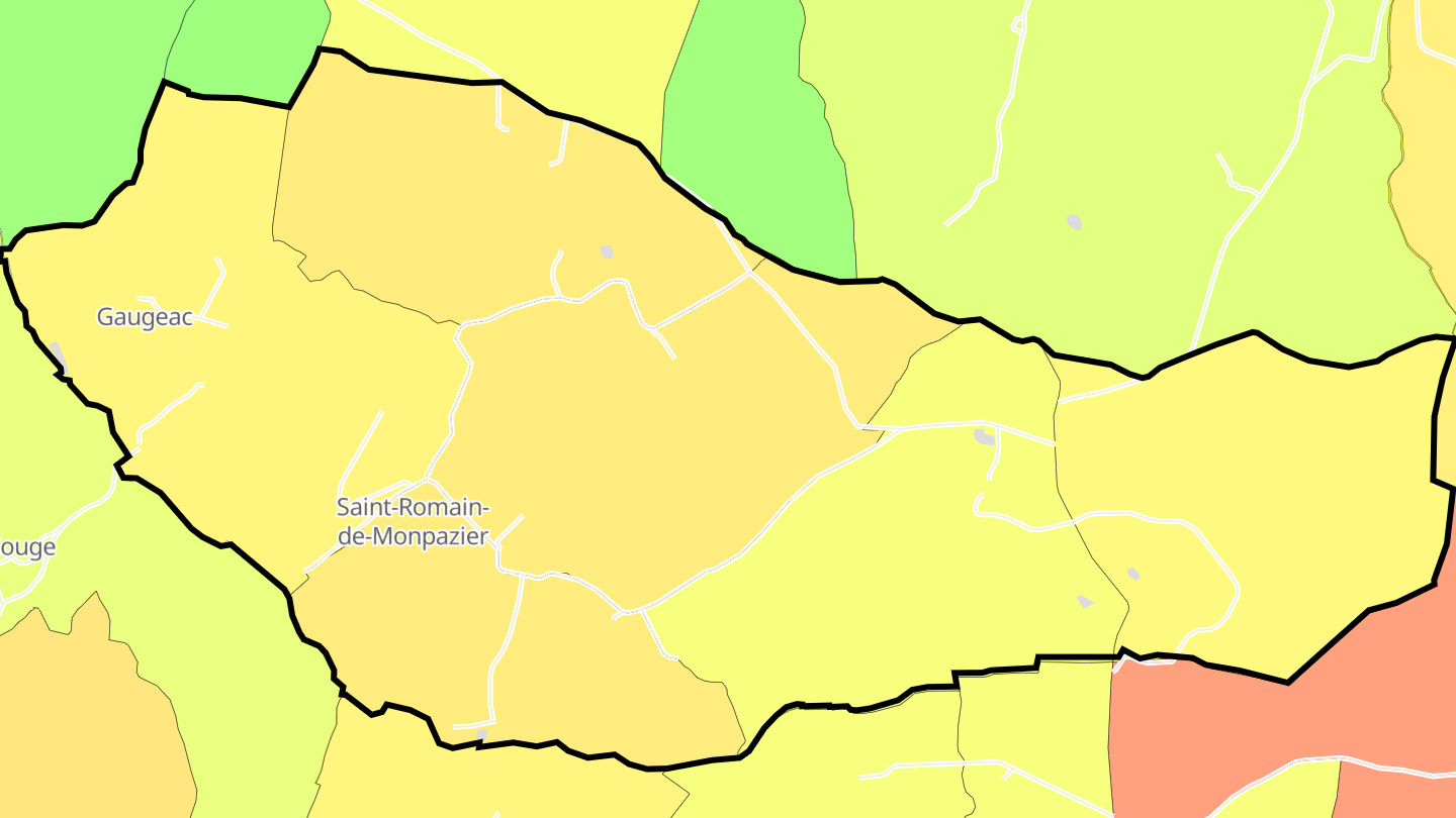 Carte des prix de l'immobilier Saint-Romain-de-Monpazier