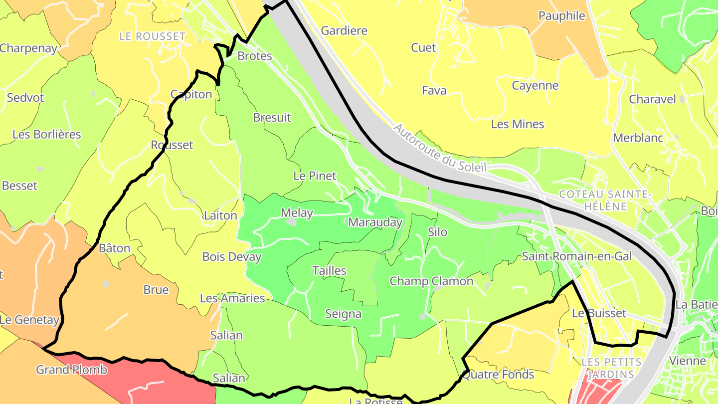 Carte des prix de l'immobilier Saint-Romain-en-Gal