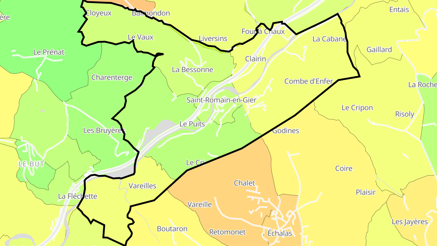 Carte des prix de l'immobilier Saint-Romain-en-Gier