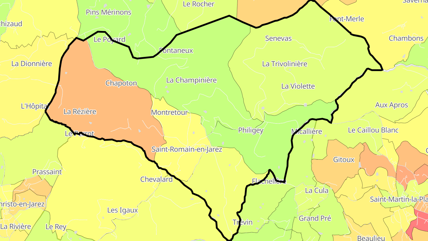 Carte des prix de l'immobilier Saint-Romain-en-Jarez