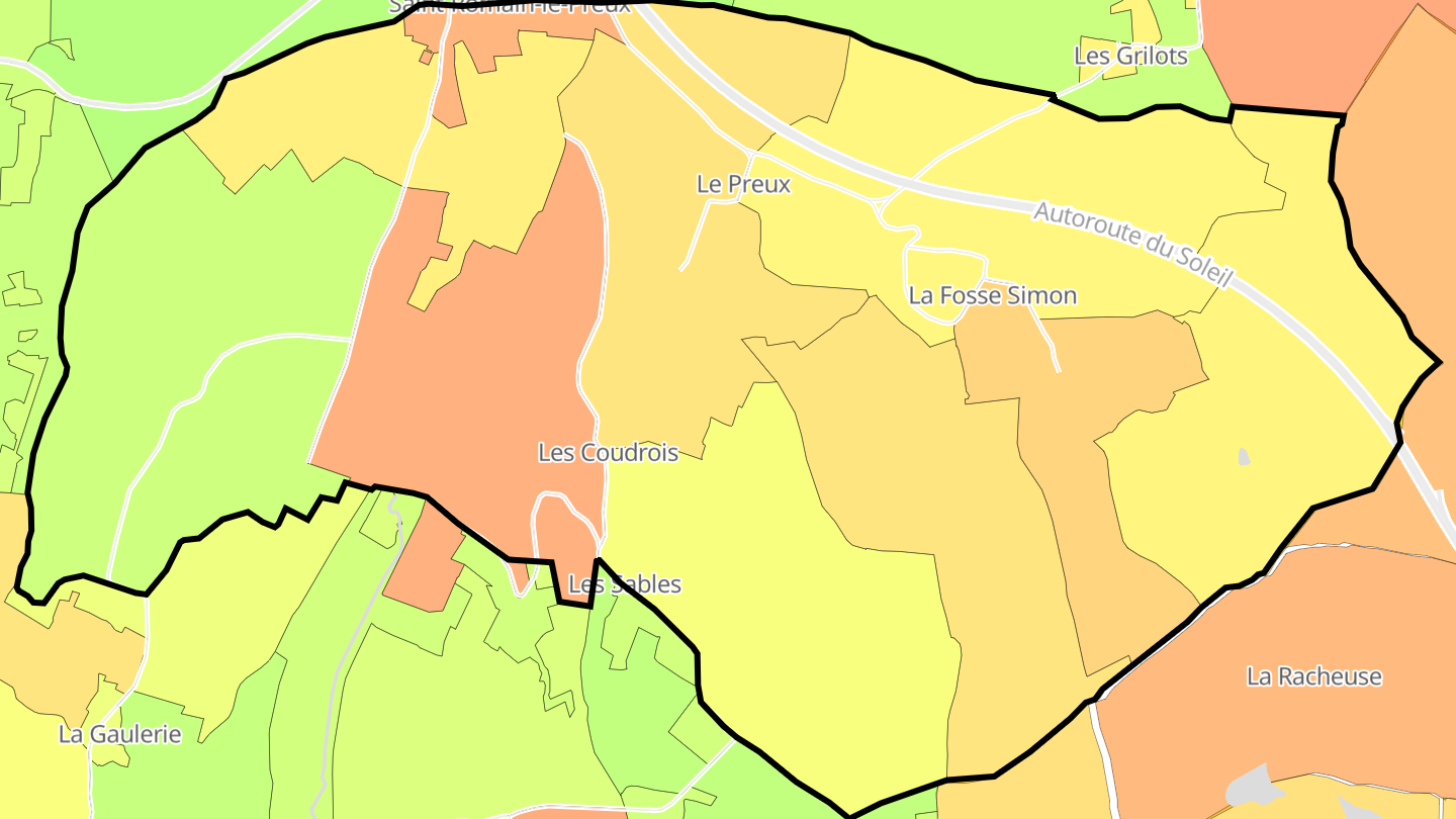 Carte des prix de l'immobilier Saint-Romain-le-Preux