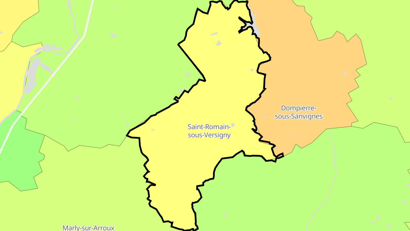 Carte des prix de l'immobilier Saint-Romain-sous-Versigny