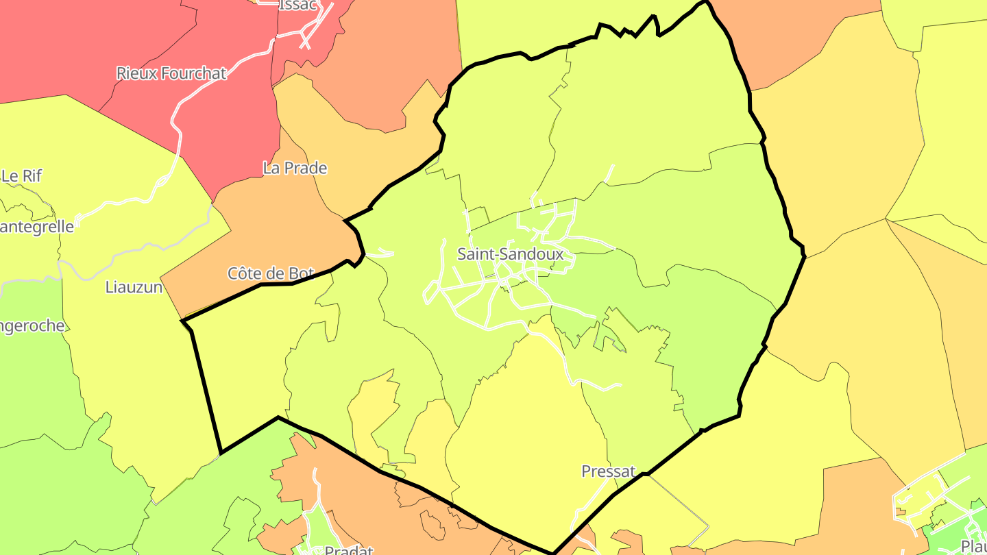 Carte des prix de l'immobilier Saint-Sandoux