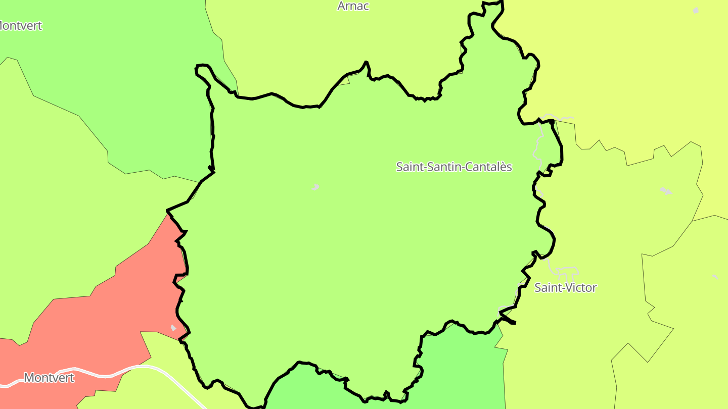 Carte des prix de l'immobilier Saint-Santin-Cantalès