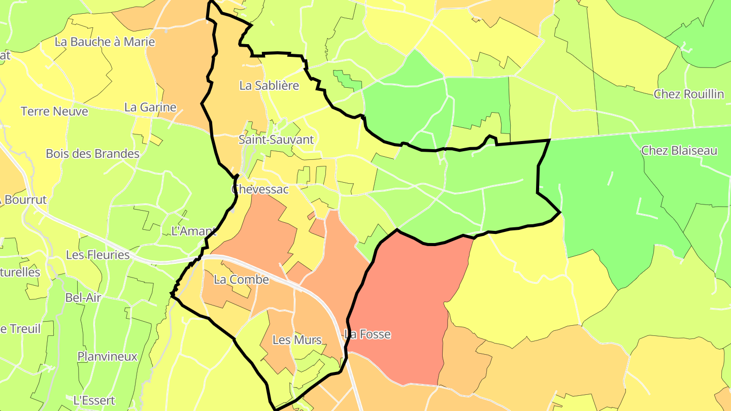 Carte des prix de l'immobilier Saint-Sauvant
