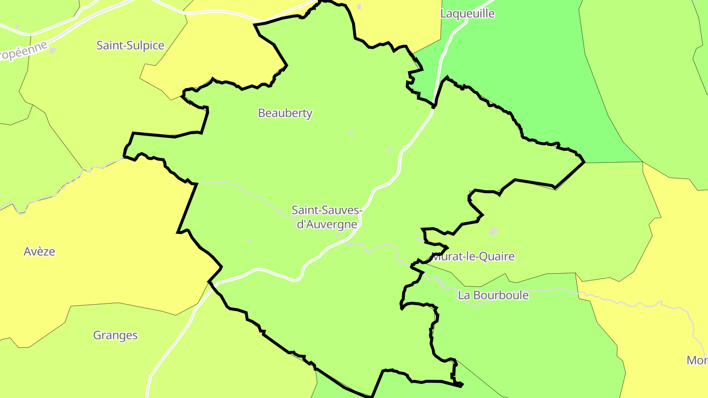 Carte des prix de l'immobilier Saint-Sauves-d'Auvergne