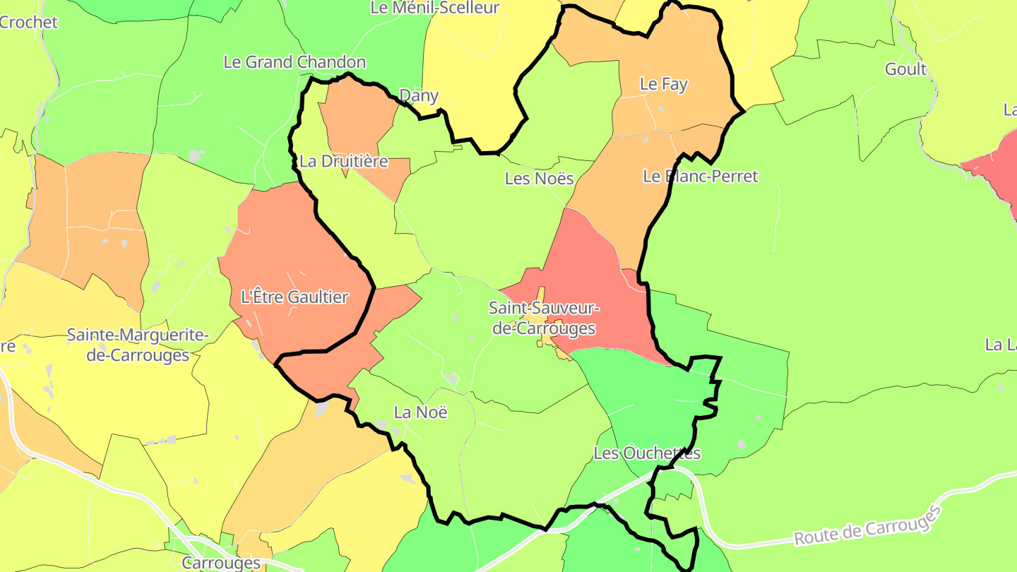 Carte des prix de l'immobilier Saint-Sauveur-de-Carrouges