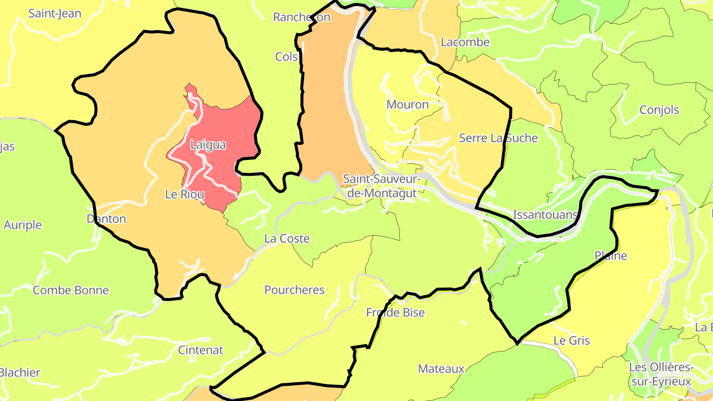 Carte des prix de l'immobilier Saint-Sauveur-de-Montagut