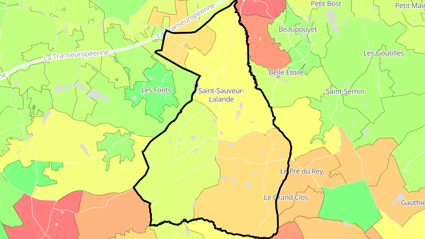 Carte des prix de l'immobilier Saint-Sauveur-Lalande