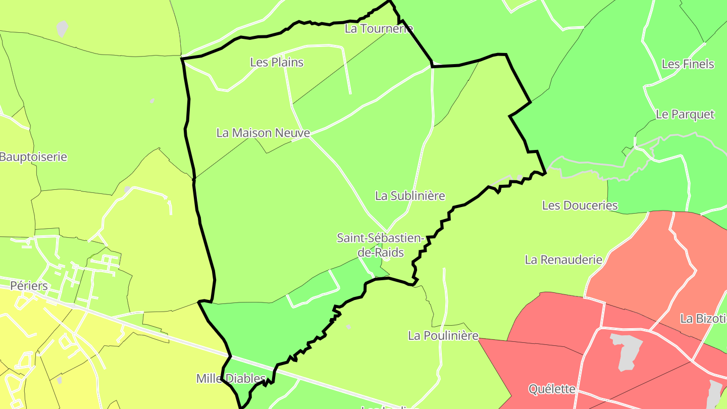 Carte des prix de l'immobilier Saint-Sébastien-de-Raids