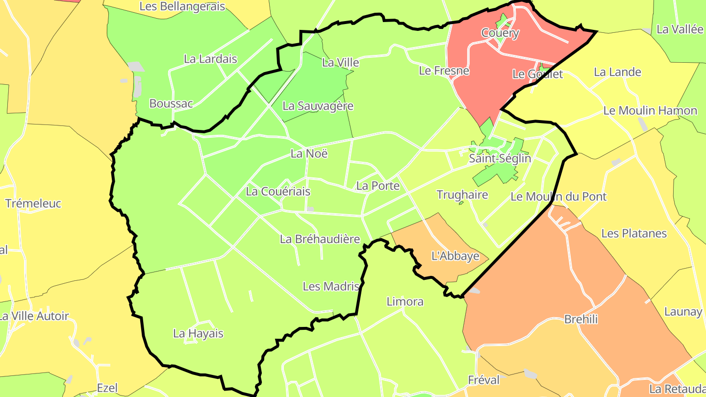 Carte des prix de l'immobilier Saint-Séglin