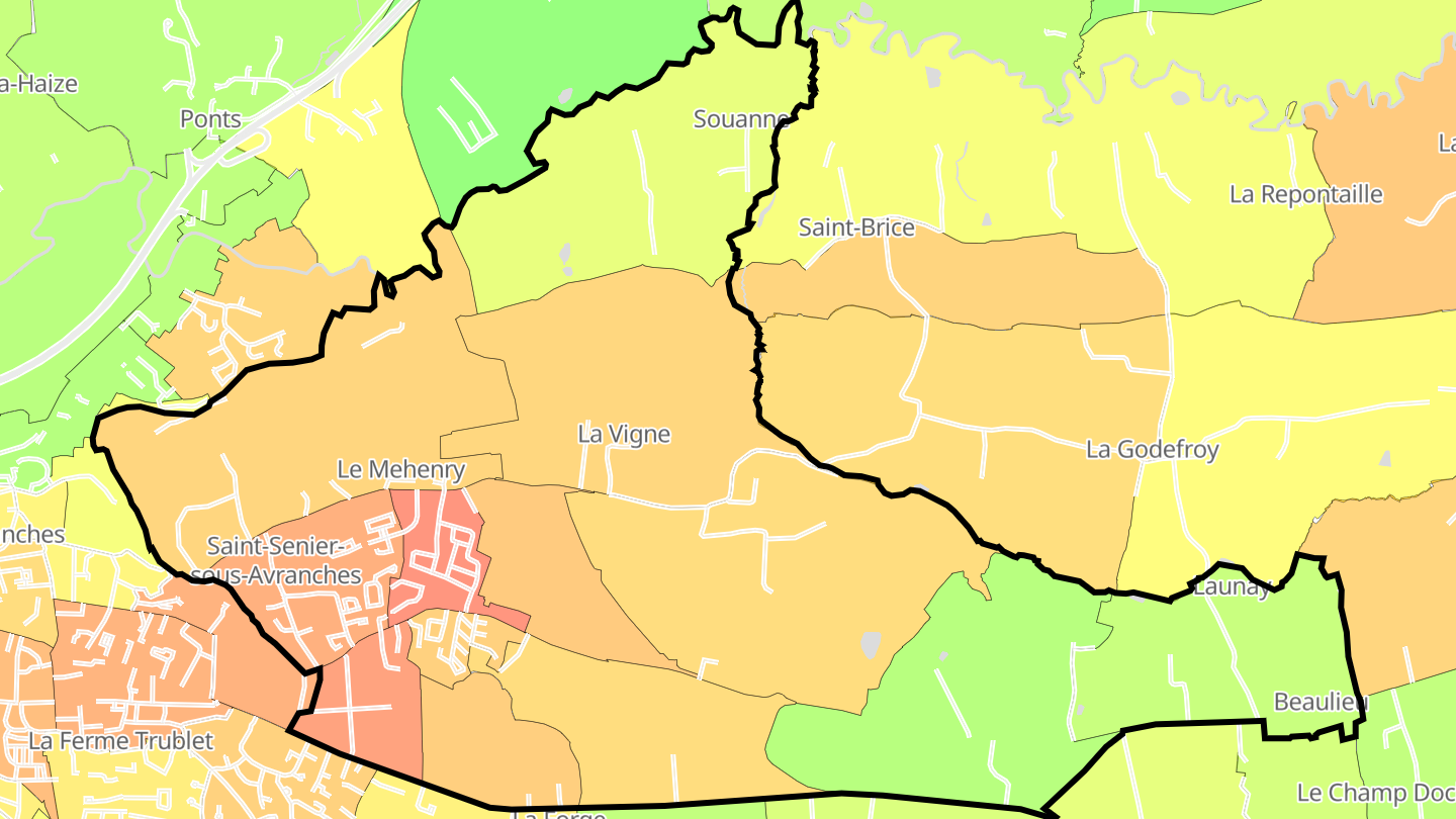 Carte des prix de l'immobilier Saint-Senier-sous-Avranches